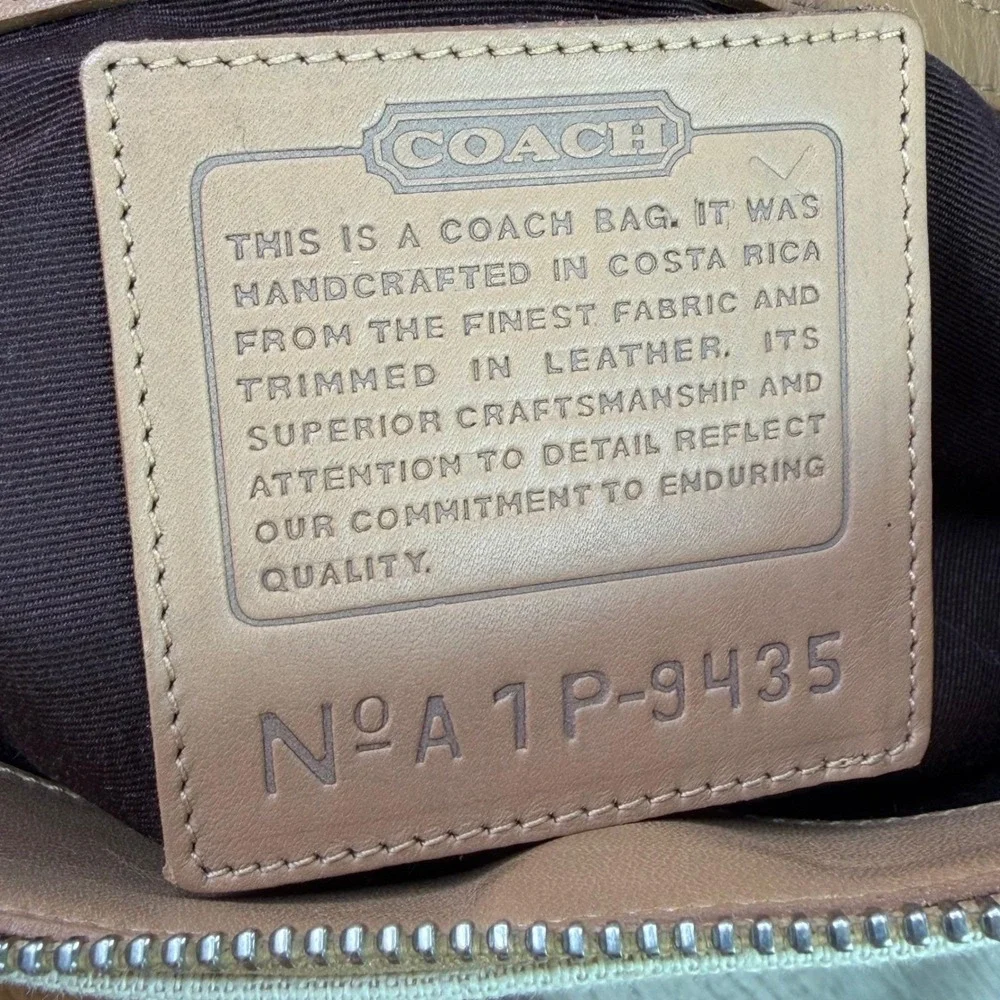 Vintage Coach Bonnies Legacy Linen Canvas Satchel Bag Camel 9435 - Picture 7 of 12